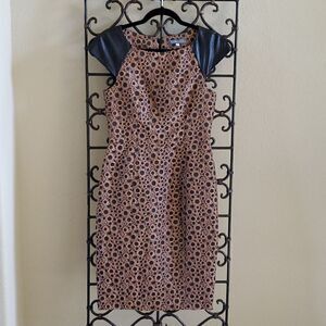 ‎BRADLEY SCOTT Silk/Leather Sheath Dress - Size 6